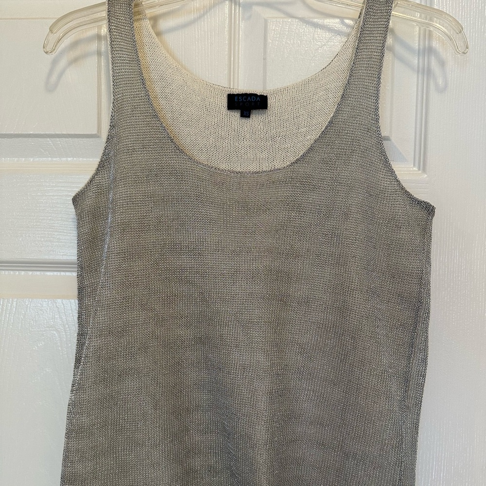 Escada sport silver metallic sleeveless tank top size XS